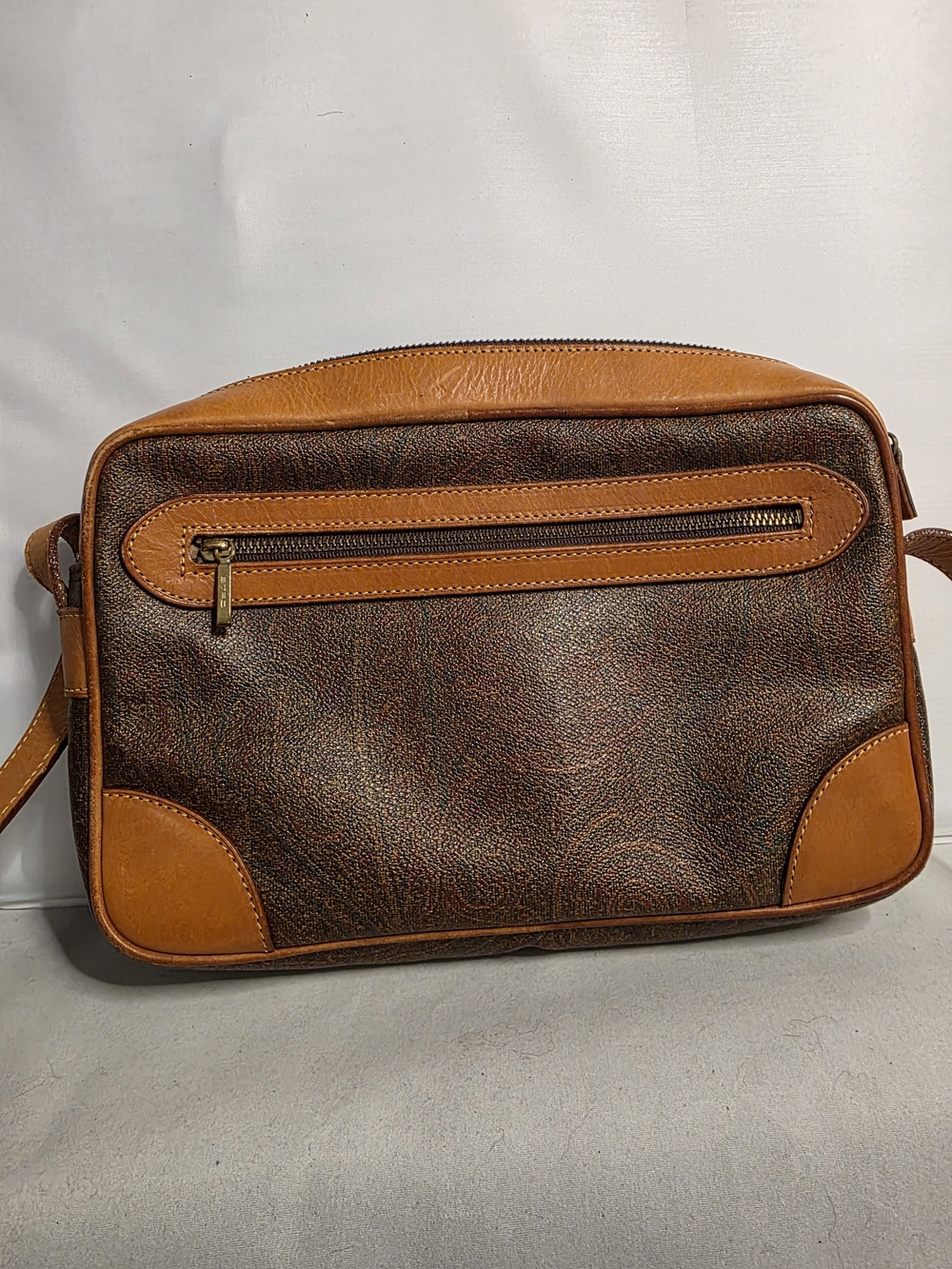 Etro Two-Tone Brown Leather Crossbody Bag